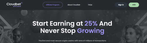 Cloudbet Affiliates screenshot