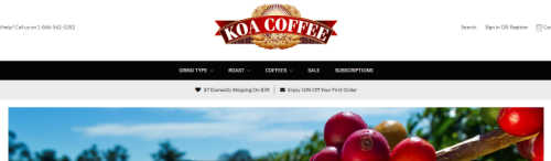 Koa coffee screenshot