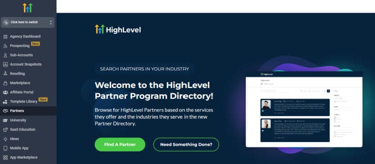 GoHighLevel dashboard screenshot